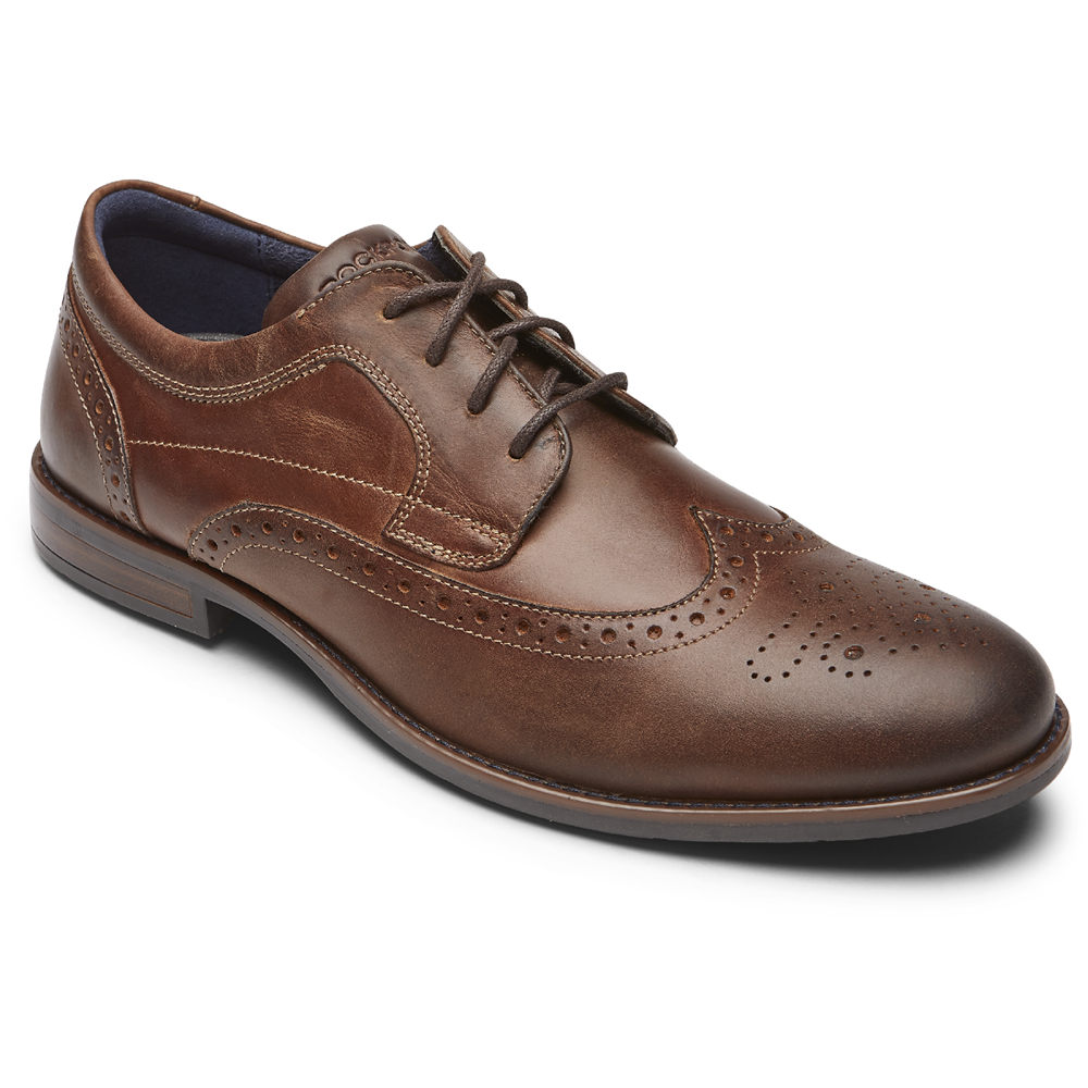 Rockport Singapore Mens Lace Up - Dustyn Wingtip Brown - KG6975201